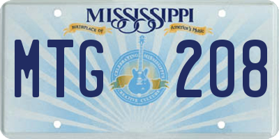 MS license plate MTG208