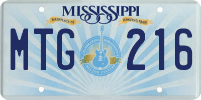 MS license plate MTG216
