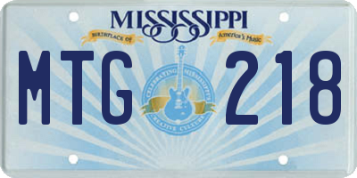 MS license plate MTG218
