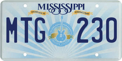 MS license plate MTG230