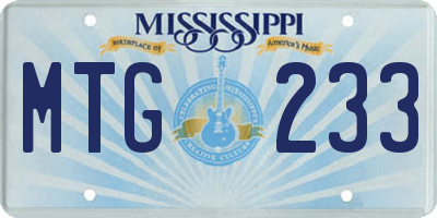 MS license plate MTG233