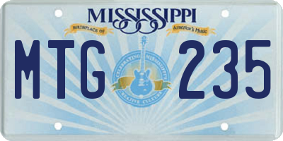 MS license plate MTG235