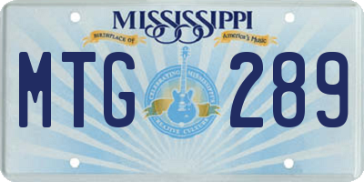 MS license plate MTG289