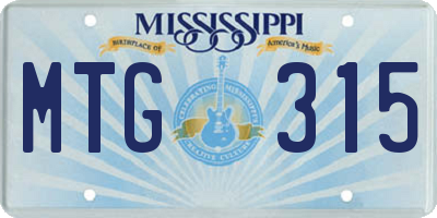 MS license plate MTG315