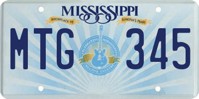MS license plate MTG345