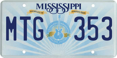 MS license plate MTG353