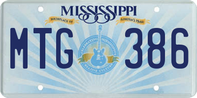 MS license plate MTG386