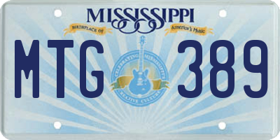MS license plate MTG389