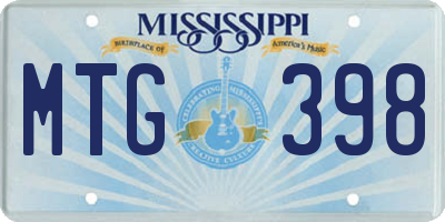 MS license plate MTG398