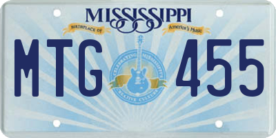 MS license plate MTG455