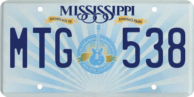 MS license plate MTG538