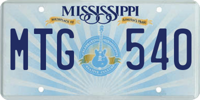 MS license plate MTG540