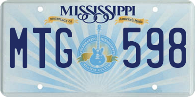 MS license plate MTG598