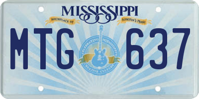 MS license plate MTG637