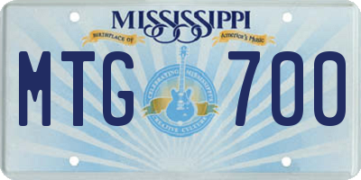 MS license plate MTG700