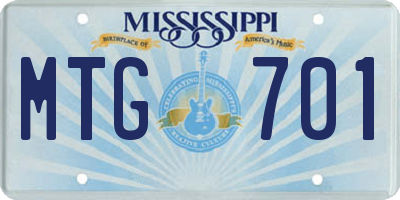 MS license plate MTG701