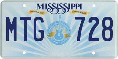 MS license plate MTG728