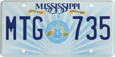 MS license plate MTG735