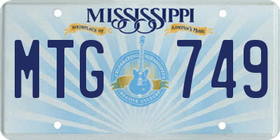 MS license plate MTG749