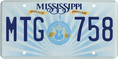 MS license plate MTG758
