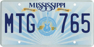 MS license plate MTG765