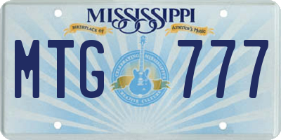 MS license plate MTG777