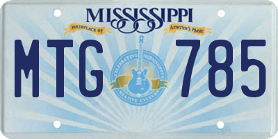 MS license plate MTG785