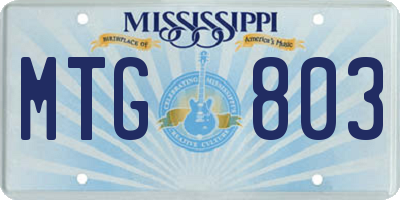 MS license plate MTG803