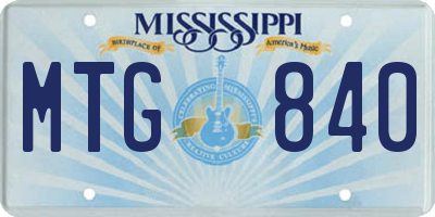 MS license plate MTG840