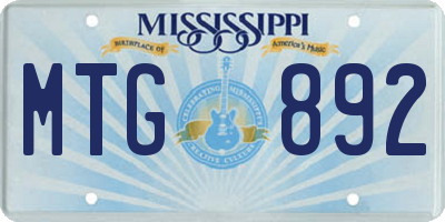 MS license plate MTG892