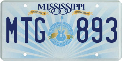 MS license plate MTG893