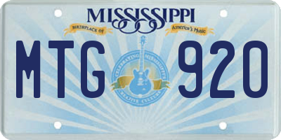 MS license plate MTG920
