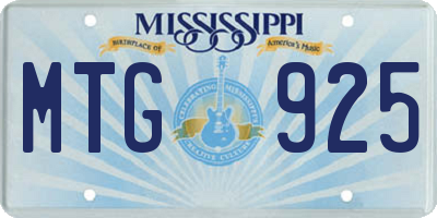 MS license plate MTG925