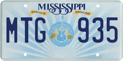 MS license plate MTG935