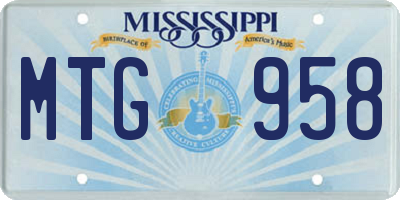 MS license plate MTG958