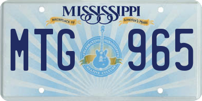 MS license plate MTG965