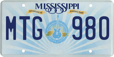 MS license plate MTG980