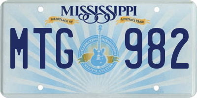 MS license plate MTG982