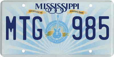 MS license plate MTG985