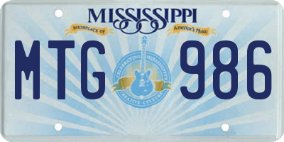 MS license plate MTG986