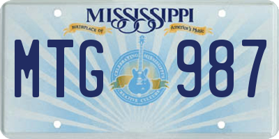MS license plate MTG987