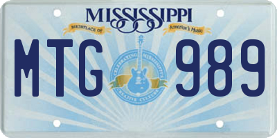 MS license plate MTG989