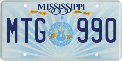 MS license plate MTG990