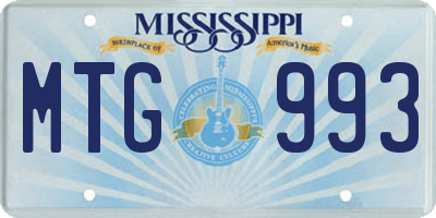 MS license plate MTG993