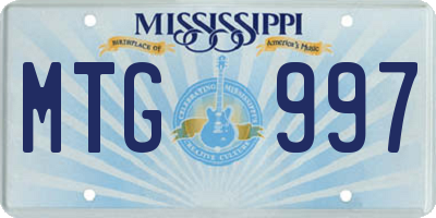 MS license plate MTG997