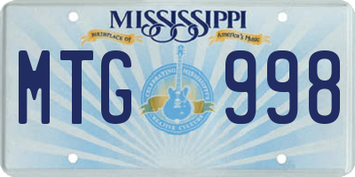 MS license plate MTG998
