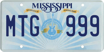 MS license plate MTG999