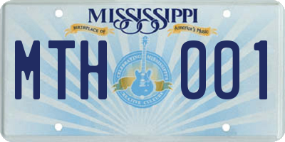 MS license plate MTH001