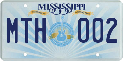 MS license plate MTH002