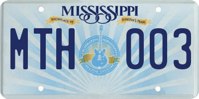 MS license plate MTH003